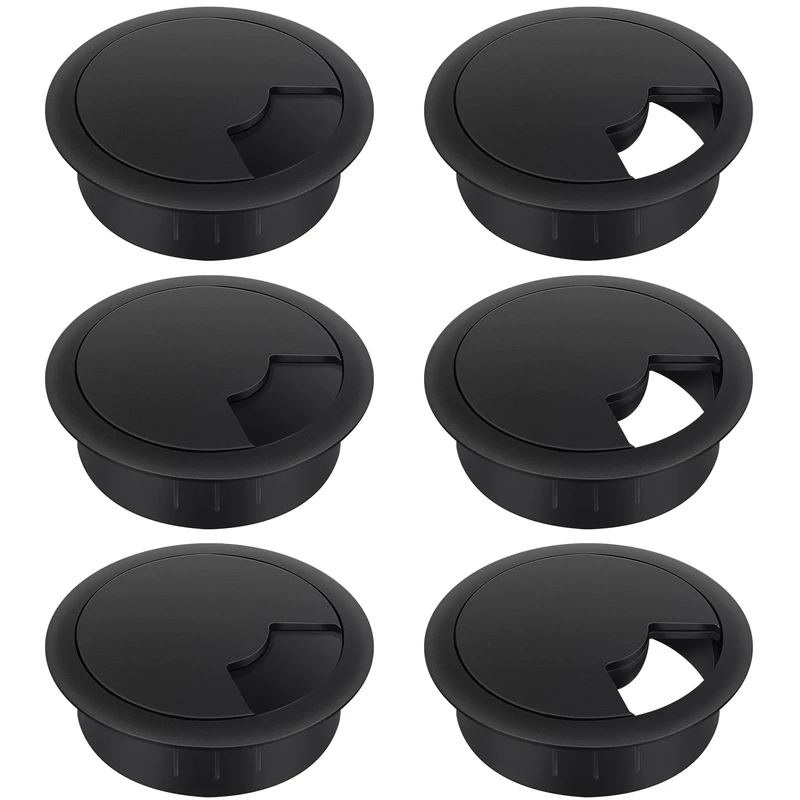 Bolatus 6 Pcs 60mm Round Cable Hole Grommets, Plastic Wire Management for Office Computer Desk