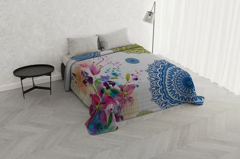 Italian Bed Linen KI-OSA Digital Print Summer Quilt, Microfibre, 618, Double