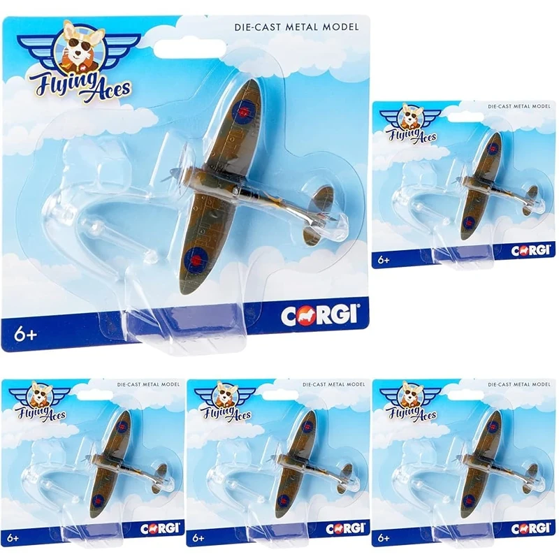 Corgi CS90650 Diecast Model Flying Aces Supermarine Spitfire,Green & Brown (Pack of 5) - Image 1