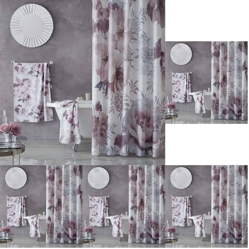 Catherine Lansfield Dramatic Floral 180x180cm Shower Curtain Blush Pink (Pack of 5) - Image 1