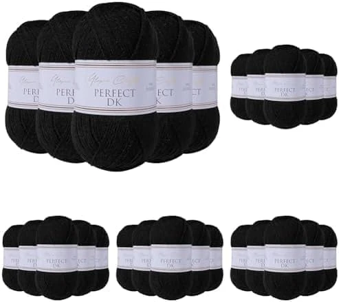 Utopia Crafts DK Double Knitting Yarn, 5X 100g (Black) (Pack of 5)