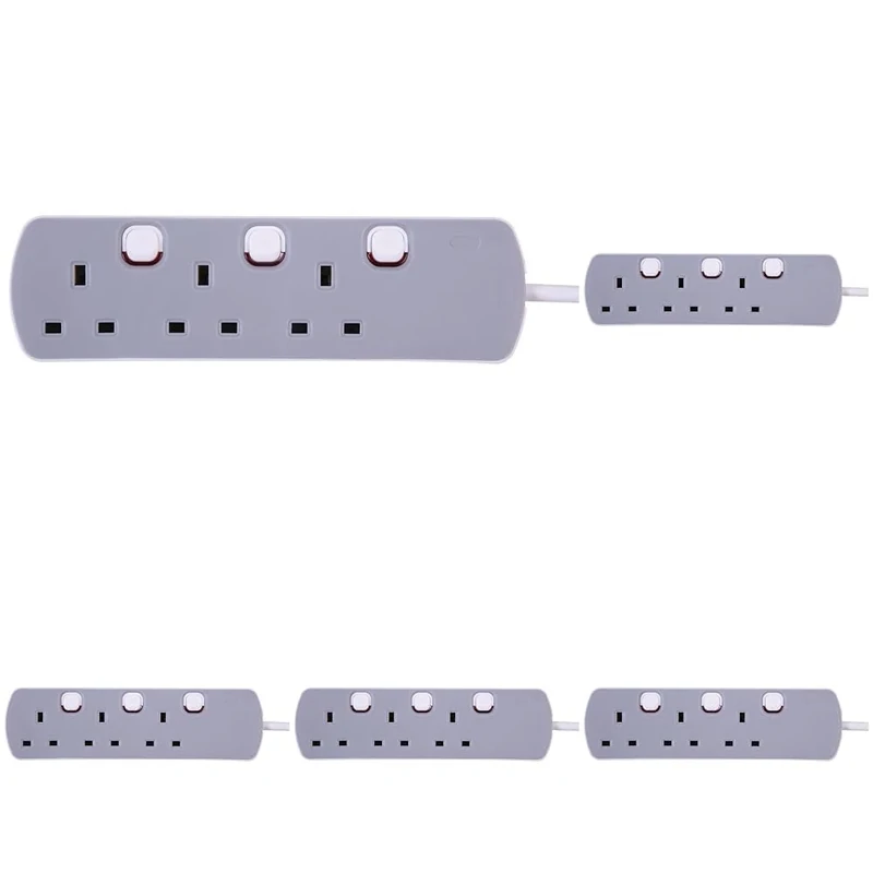 PRO ELEC PELB1761 3 Gang Extension Lead Individually Switched, 90 cm (Pack of 5)