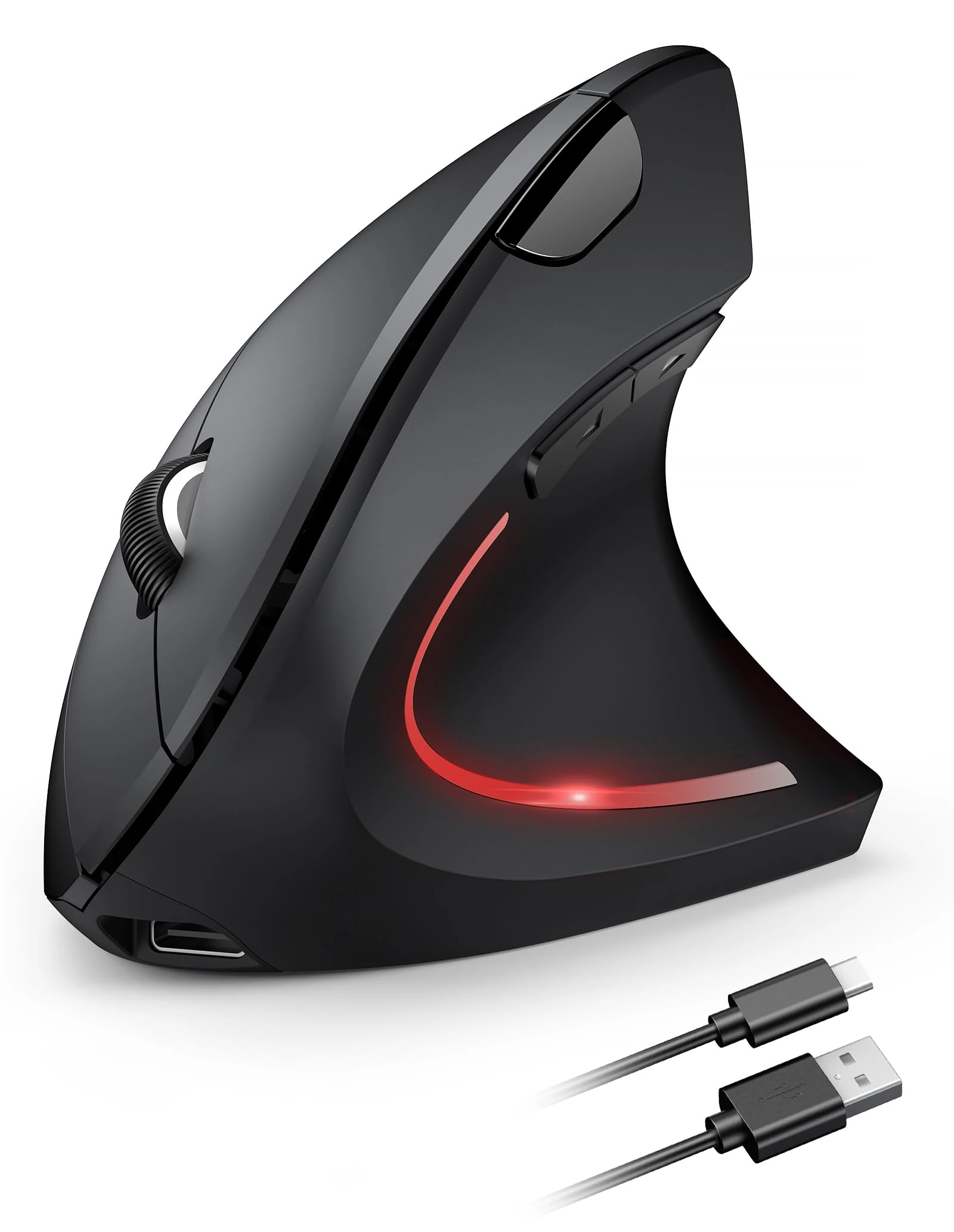 TECKNET Ergonomic Mouse, 2.4G Wireless Mouse Rechargeable, 4800 DPI Vertical Mouse 6-Button Silent Mice with 5 Adjustable Levels DPI, USB Receiver, Cordless Computer Optical Device for Laptop, PC, Mac
