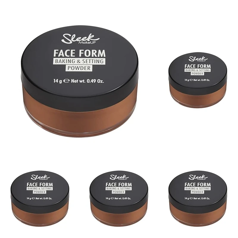 Sleek MakeUP Face Form Baking & Setting Powder, Loose Setting Powder to Lock in Your MakeUP, Lightweight Formula, Deep 14g (Pack of 5)
