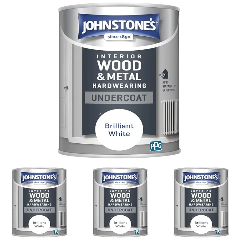 Johnstone's All Purpose Undercoat Paint - Brilliant White 750ml (Pack of 4)