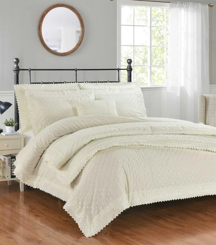 Rapport Home Richmond Ivory Bedspread Luxury Embroidered