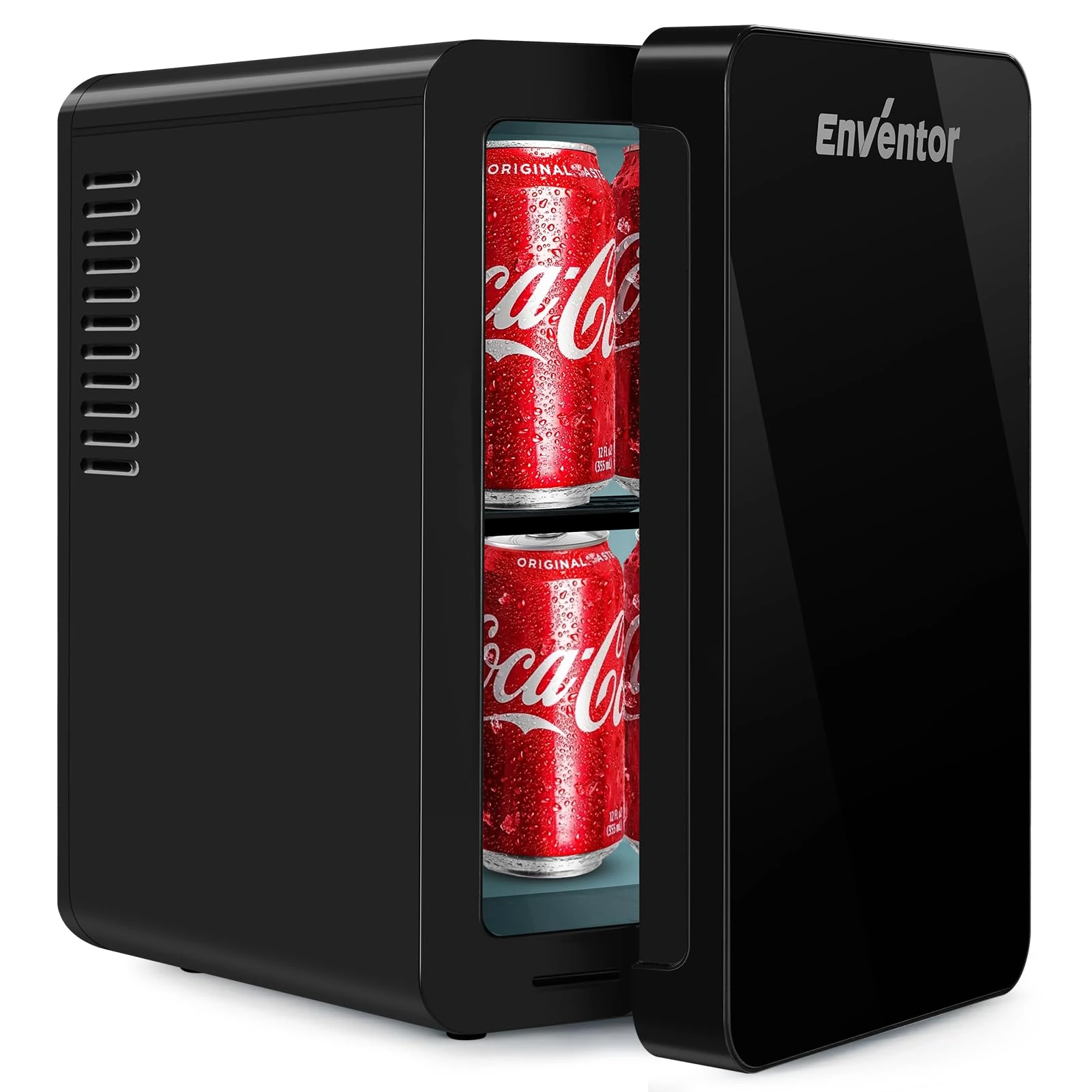 Enventor Mini Fridge 6 Litre, 8 Can Mini Fridges for Bedrooms, AC+12V DC Power Cooler & Warmer, Portable Small Fridge for Car, Travel, Home/Skincare, Makeup, Cosmetics/Drinks, Fruit, Food, Black