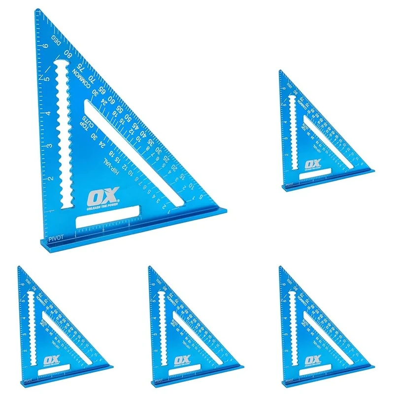 OX Tools Pro Aluminium Rafters Square Metric - 180mm, Blue (Pack of 5)