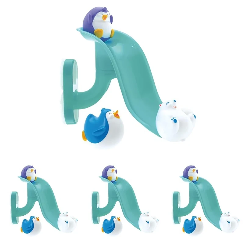 Nuby Splash 'N Slide Penguin Slide Baby Bath Toy - Early Development | Easy to Assemble | Suitable from 18 Months (Pack of 4)