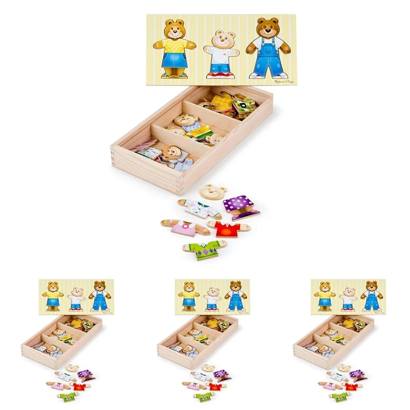 Melissa & Doug Wooden Bear Family Dress-Up Puzzle, Puzzles, Wooden Toy, 3+, Gift for Boy or Girl,Multicolor,31.75 x 15.748 x 5.08cm (Pack of 4)