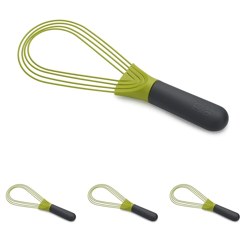 Joseph Joseph Twist Whisk- 2 in 1 - Flat and Balloon Whisk - Suitable for Non-Stick cookware, Silicone, Grey/Green (Pack of 4) - Image 1