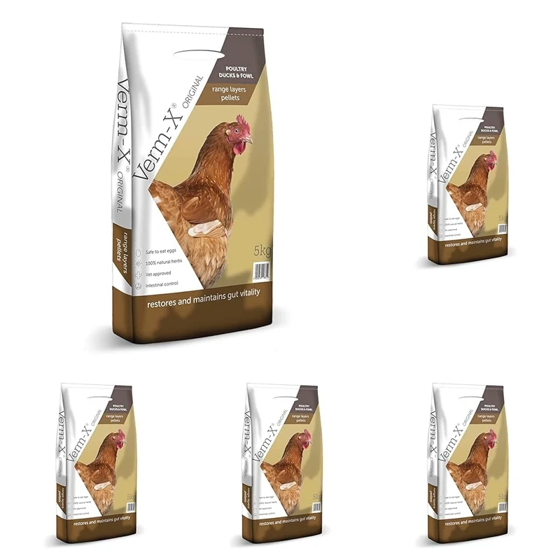 Copdock Mill Range Layers Pellets with Verm-X for Chickens, 5kg - Premium Quality Complete Feed Mix, Natural, Aids Digestion, Protects Intestinal Problems