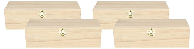Artemio Wooden Tea Box with 4 Cases, 27 x 10.5 x 8 cm, Beige (Pack of 4)
