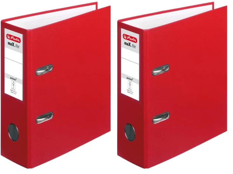 Herlitz max.File Protect A5 Upright Lever Arch File - Red (Pack of 2)