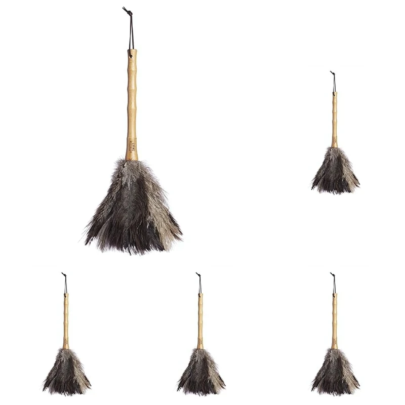KitchenCraft Living Nostalgia Genuine Ostrich Feather Duster with Bamboo Handle, 40cm (Pack of 5)