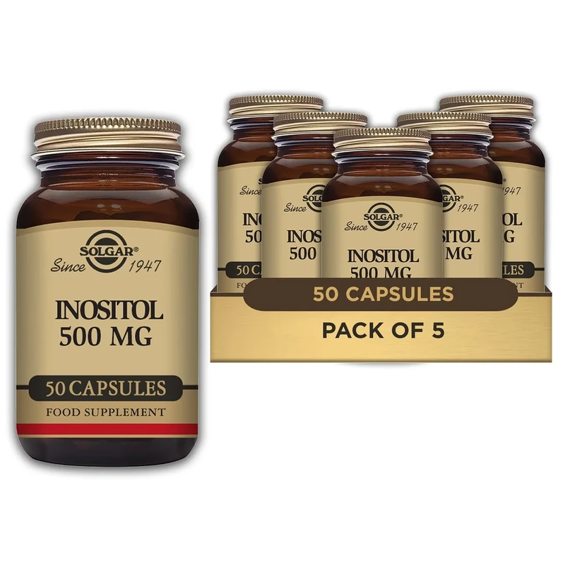 Solgar Inositol 500 mg Vegetable Capsules - Vitamin B8 - Vegan, Vegetarian, Kosher, 50 Count (Pack of 5)