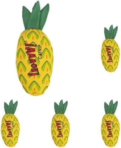 Yeowww! Pineapple Catnip Toy For Cats, Yellow, 7", for All Breed Sizes (Pack of 5)