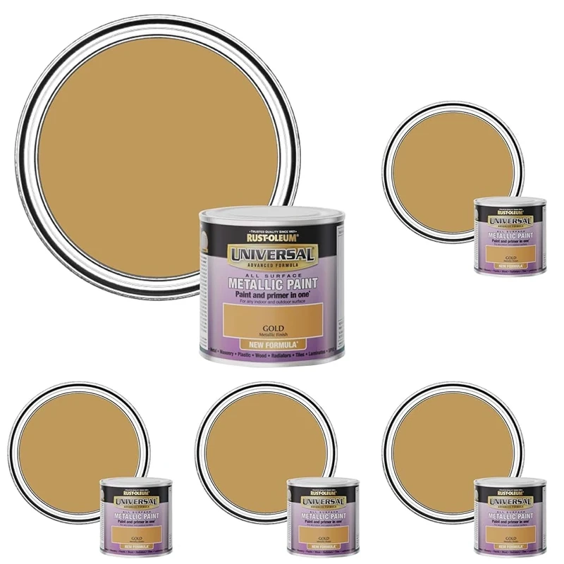 Rust-Oleum Universal Paint Metallic Gold 250ml, (RO1030401F1) (Pack of 5)