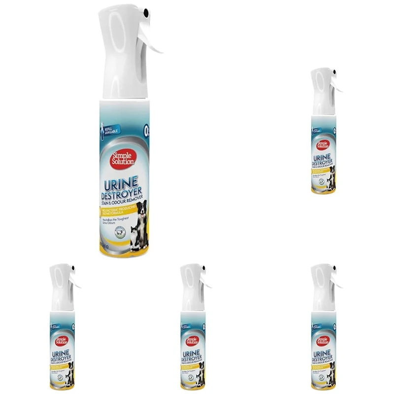 Simple Solution New Spray Technology Urine Destroyer | Pet Stain and Odour Remover with Pro-bacteria Cleaning Power - 400ml (Pack of 5)