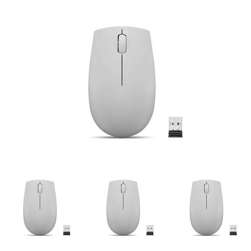 Lenovo 300 Wireless Compact Mouse (Arctic Grey) with battery (Pack of 4)