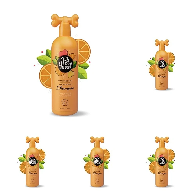 PET HEAD Dog Shampoo 300ml, Ditch the Dirt, Orange Scent, Best Dog Shampoo for Smelly Dogs, Deep Cleans Removes Odours, Deodorising Vegan Pet Shampoo, Professional Grooming, Gentle Formula for Puppies