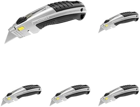 STANLEY Instantchange Retractable Blade Heavy Duty Utility Knife with Interlocking Nose Design and Quick Blade Change 0-10-788 (Pack of 5)
