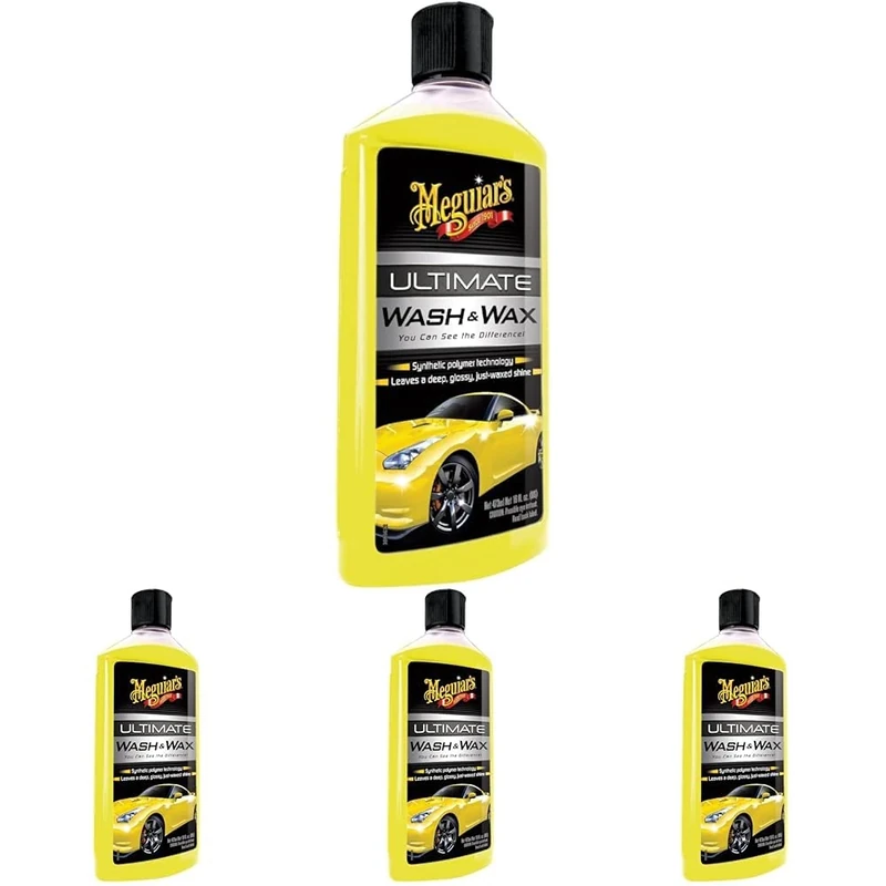 Meguiar's G17716EU Ultimate Car Wash & Wax 473ml, Shampoo that leaves a deep, glossy, just-waxed shine (Pack of 4)