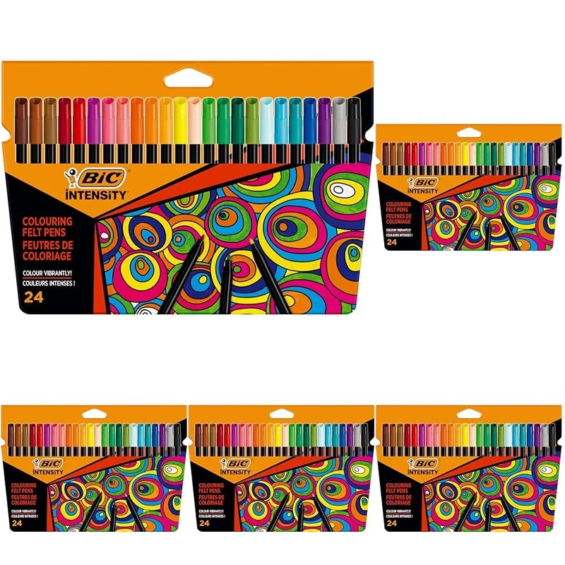 Bic Intensity Colouring Felt Tip Pens for Adults, Multicolour, 120 Pack