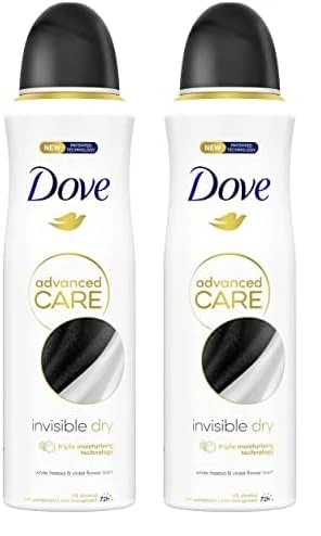 Dove Advanced Care Invisible Dry Anti-perspirant Deodorant Spray with Triple Moisturising technology aerosol for 72 hours of protection 200 ml (Pack of 2)