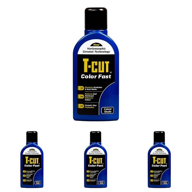 T-Cut 3 in 1 Color Fast Paintwork Restorer Car Polish, Dark Blue, 500 ml (Pack of 4)