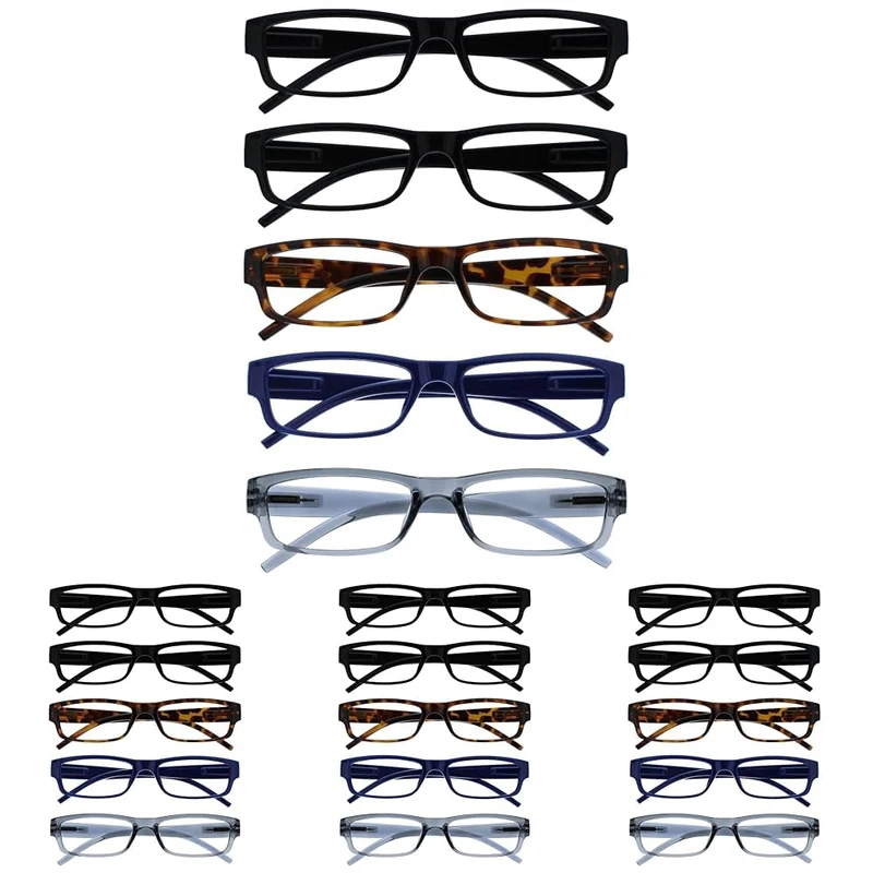 The Reading Glasses Company Value 20 Pack Lightweight Mens Womens Black Brown Dark Blue Grey RRRRR32-11237 +2.50