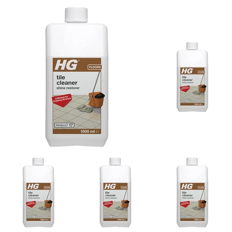 HG Tile Cleaner & Shine Restorer, Floor Tile Cleaner & Grout Cleaner, Kitchen Floor Cleaner & Grease Remover, Natural Stone Floor Restorer, Industrial Floor Cleaner - 1 Litre (Pack of 5)