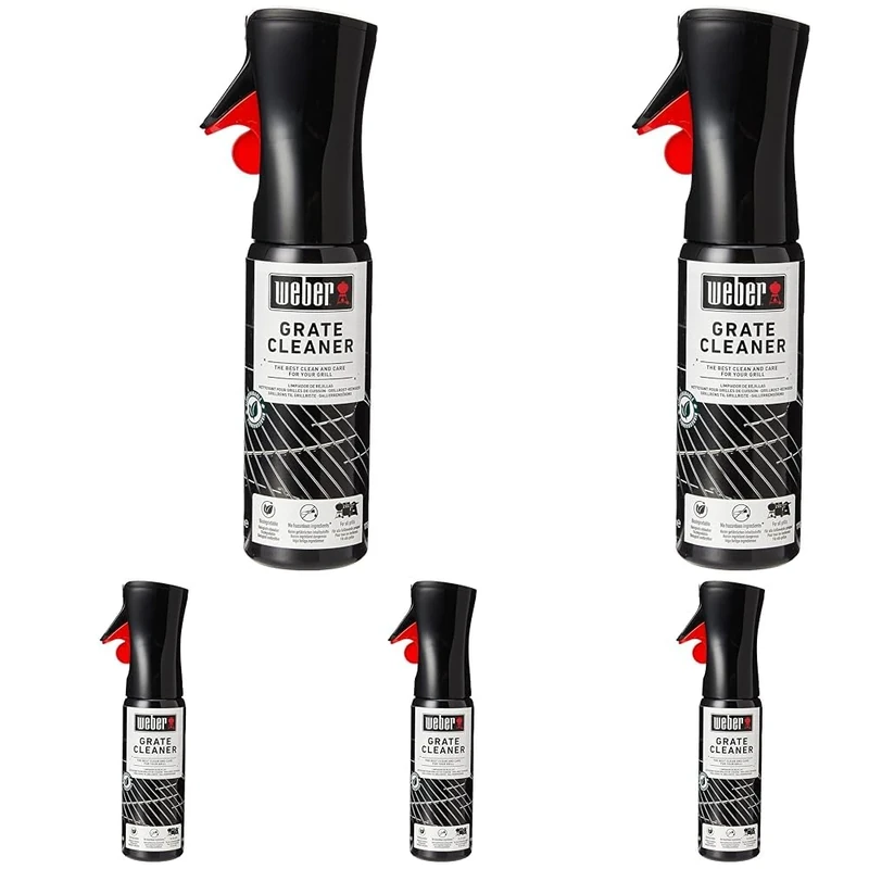 Weber Grill Grate Cleaner Spray | Biodegradable BBQ Cleaner | Weber Barbecue Accessories | Designed for Cleaning Cooking Grates and Internal Cookbox of Any Barbecue - 300ml (17875) (Pack of 5)