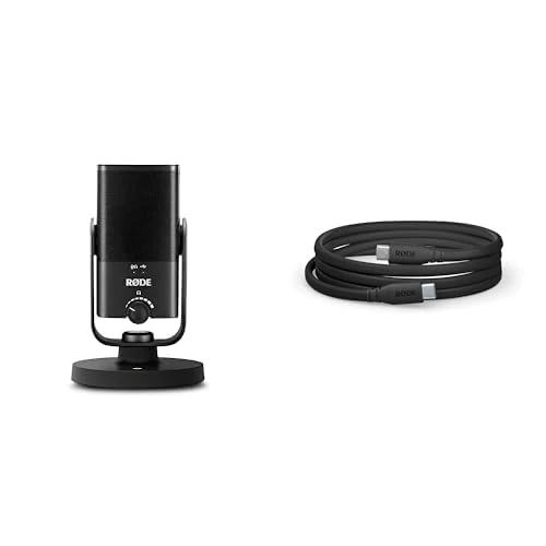 RØDE NT-USB Mini Studio-Quality Condenser USB Microphone + SC17 USB-C to USB-C Cable (1.5m - Android and Mac Compatible) for Podcasting, Streaming, Gaming, Vocal and Instrument Recording