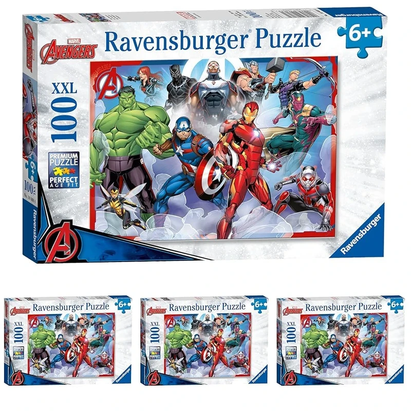 Ravensburger Marvel Avengers 100 Piece Jigsaw Puzzle with Extra Large Pieces for Kids Age 6 Years and Up (Pack of 4)