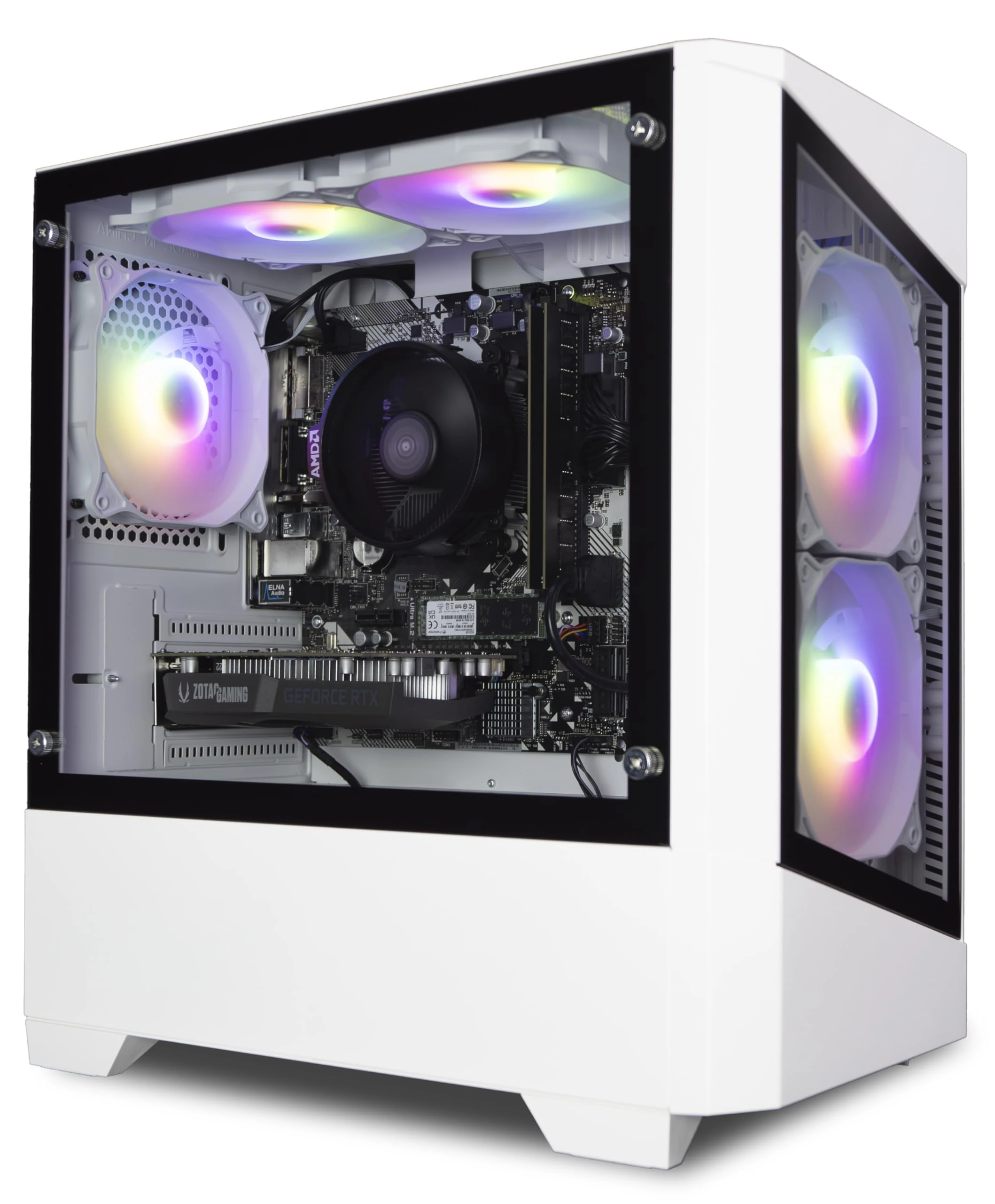 ionz Gaming PC - AMD Ryzen 5 5500, RTX 3050 6GB Graphics Card, 16GB RAM | 500GB SSD, Windows 11, 500W 80+ PSU, WiFi - White | KZ10W Mini