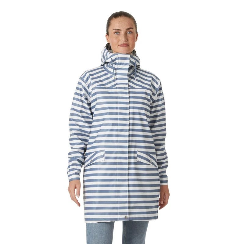 Helly Hansen Women's W Moss Rain Coat, Navy Stripe, L