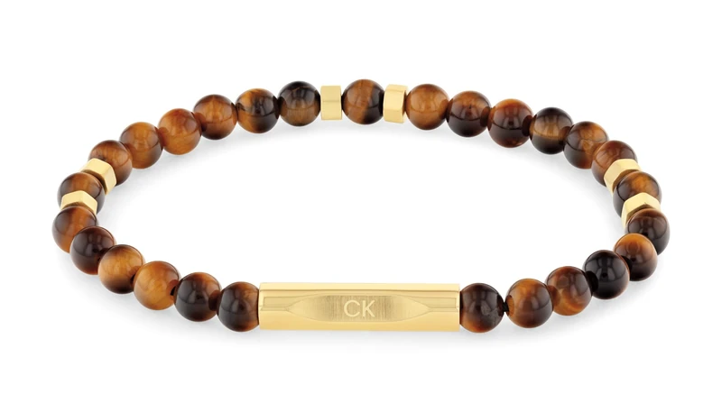 Calvin Klein Men's MIXED BEADS Collection Beaded Bracelet With Tiger Eye Stones - 35000576