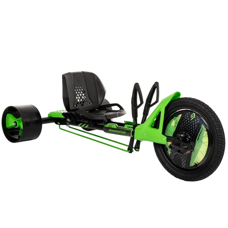 Huffy Green Machine 16-inch Drift Trike, Sleek Ergonomic Design, Adjustable Seat, Drift Kart Trike for Kids Age 5-8 + Coaster Brake