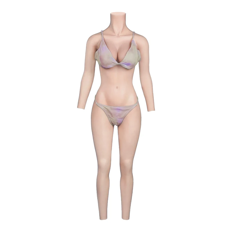 KUMIHO Breast Forms 9-Point Silicone Bodysuit with Arms Breastplate Prosthesis Silicone Panty for Crossdresser Transgender Cosplay Drag Queen C Cup Asian Yellow