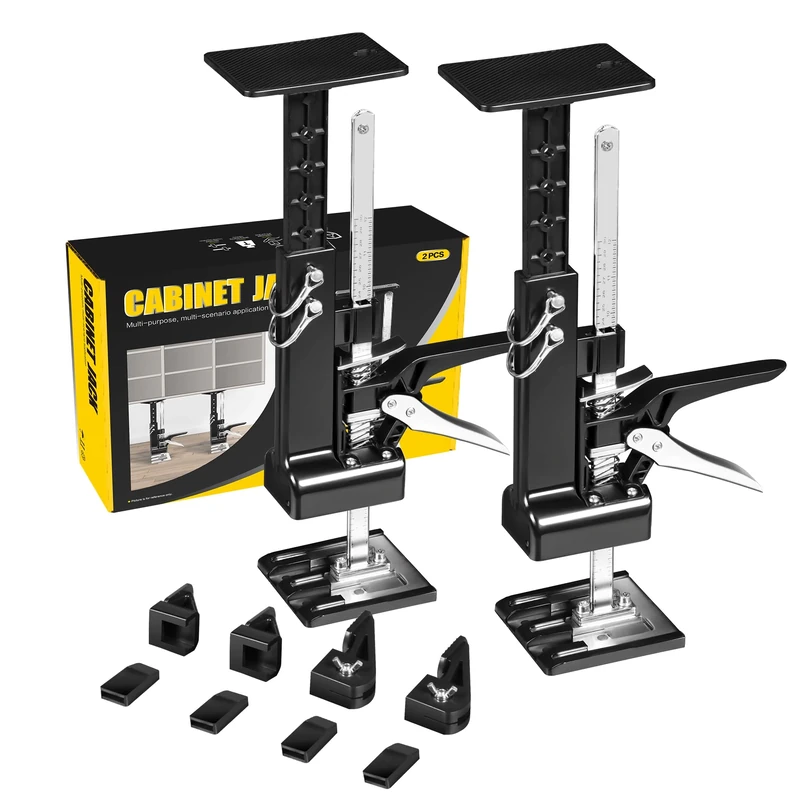 YELLOW JACKET Cabinet Jacks 2 Pack for Installing Cabinets, Labor Saving Arm Jack with 360 LBS,0 to 23.4 inches, 3rd Hand Support System, Drywall Lift, Hand Lifting Jack Tool