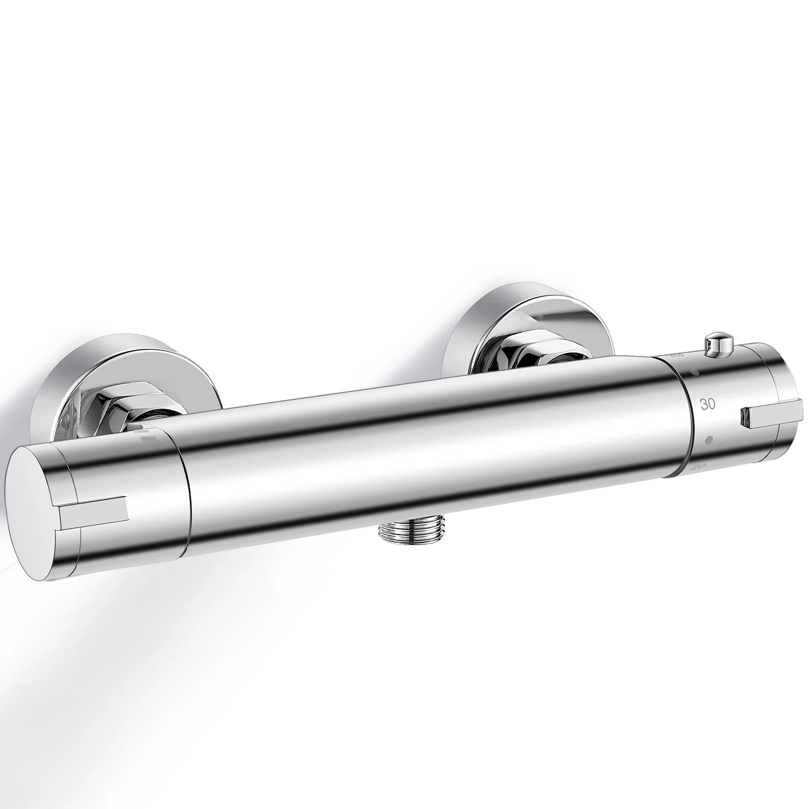 Thermostatic Shower Mixer, Bevankly Exposed Thermostatic Shower Mixer Taps Valve Anti Scald Tap, Wall Mounted Shower Mixer Bar with Anti-Scald Control Valve, Brass, 150mm