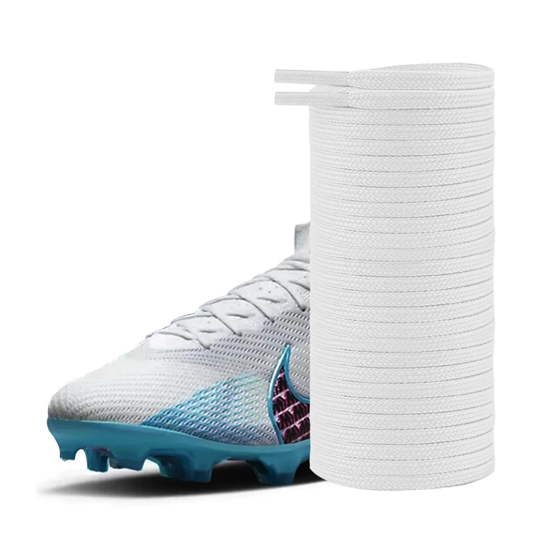 UamGlsob 4mm Football Boot Laces for Nike Mercurial Shoe, Thin Flat Shoelaces Replacement for High Top Soccer Cleats Trainers (White, 54"/140cm)