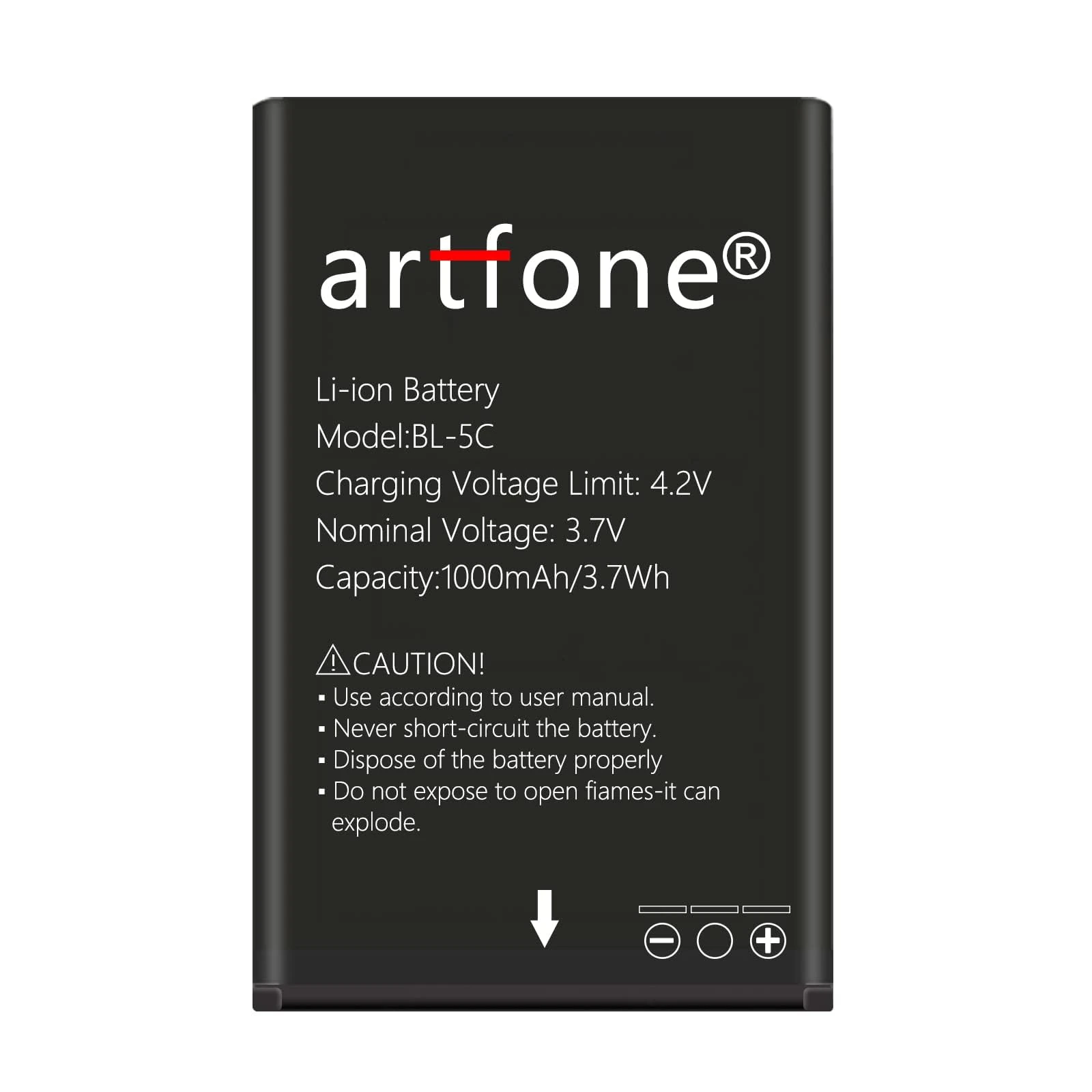 artfone BL-5C Battery (1000mAh) for CS181/F20/CF241A/C10/G3/G6 and any BL-5C Mobile Phone
