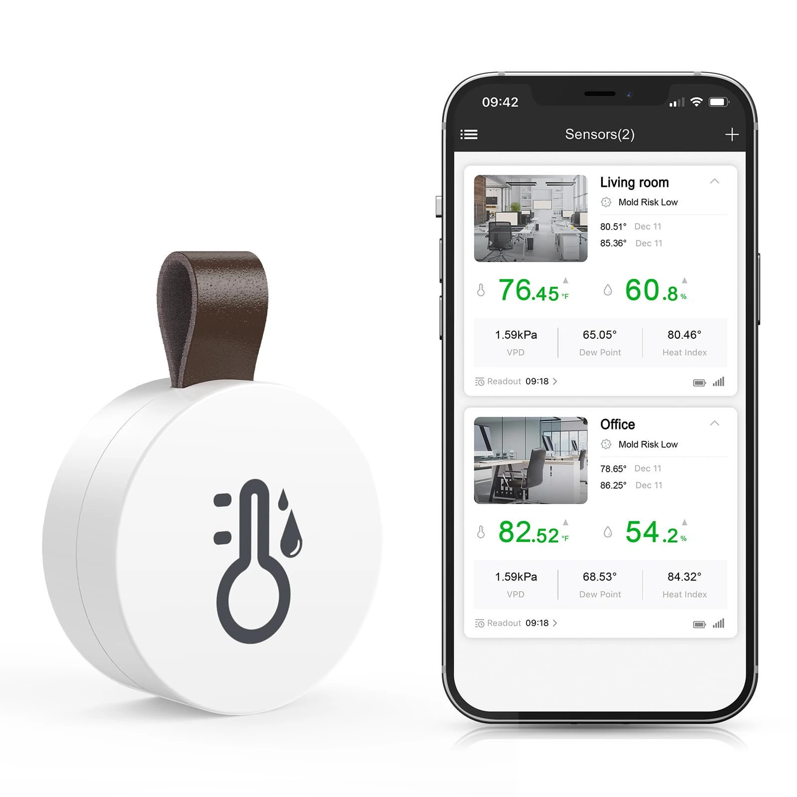 Brifit Wireless Thermometer Hygrometer, Bluetooth 5.0 Room Temperature Humidity Sensor with APP Alert, Temp Humidity Monitor with Trend Recording and Data Export, for House, Garage, Greenhouse, Cellar
