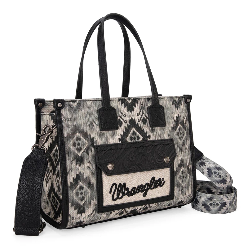 Wrangler Aztec Tote Bag for Women Western Purses and Handbags, Black, M - Image 1
