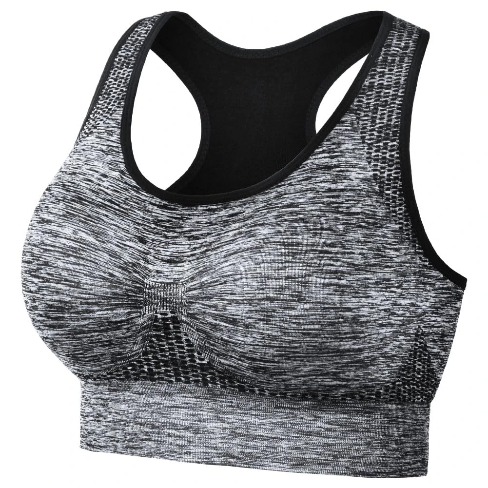 AUYAO Racerback Sports Bra, Sports Bras for Women, Padded Seamless Activewear Bras, Seamless Sports Bra Wirefree Yoga Bra, Racerback Yoga Bra Padded Mid Impact Support for Workout Fitness