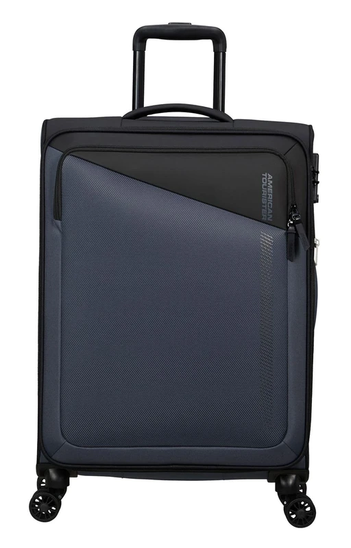 American Tourister Dash - Spinner M, Expandable Suitcase, 66.5 cm, 67/75 L, Black/Gray (Black/Gray)