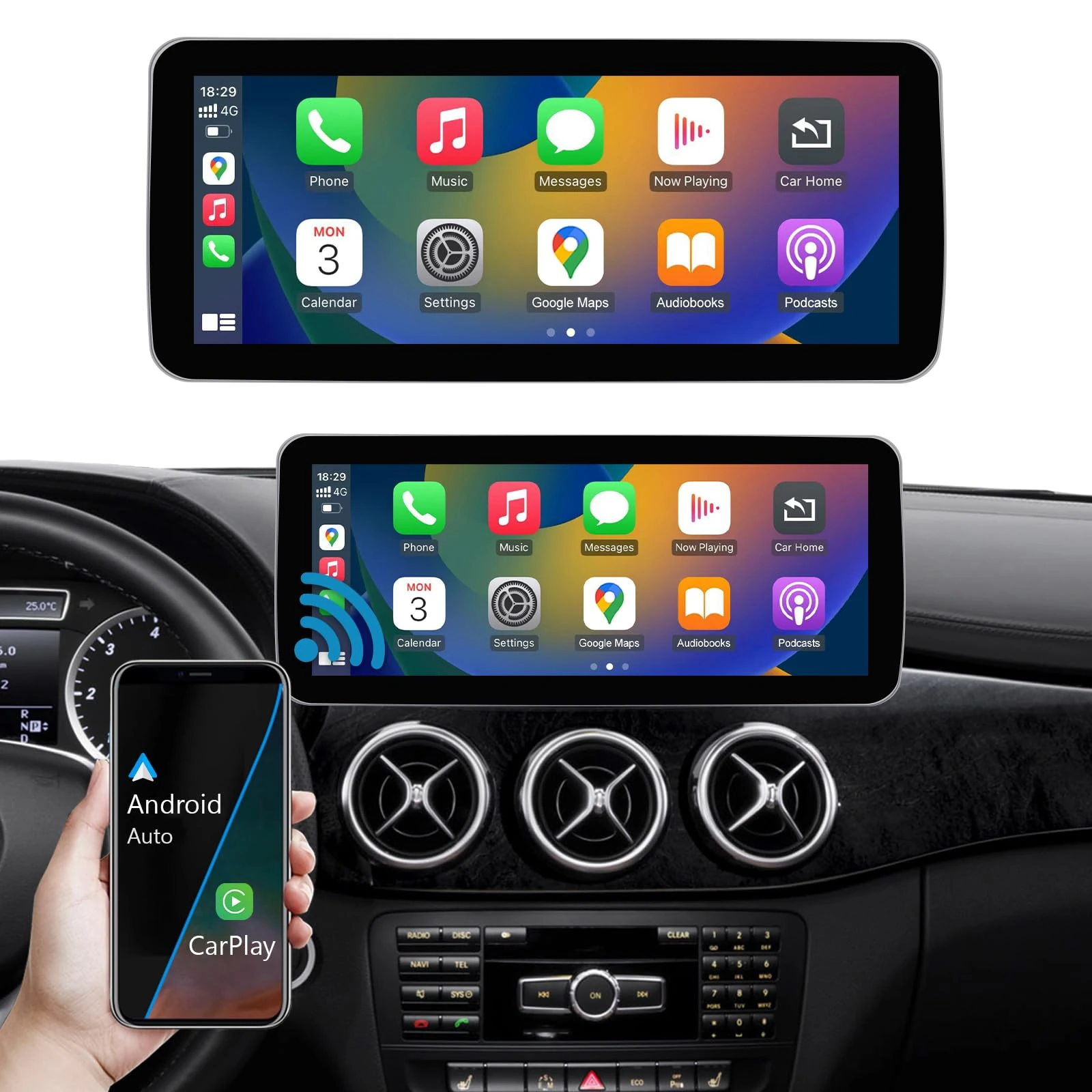 Ninetom 12.3 Inch Car Radio Touchscreen for 2013-2015 Mercedes Benz A/B Class GLA CLA W176 W246 C117 X117 X156 with NTG 4.5/4.7 System, Support Wireless Carplay/Android Auto/Mirrorlink