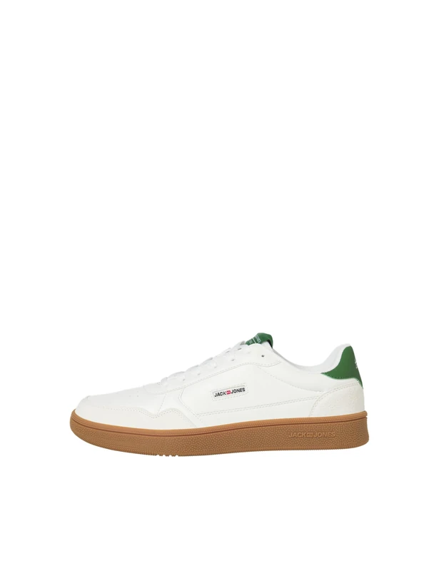 JACK & JONES Men's JFWBOUNCE PU Noos Trainers, White/Detail: Verdant Green, 43 EU, White Detail Verdant Green, 9.5 UK